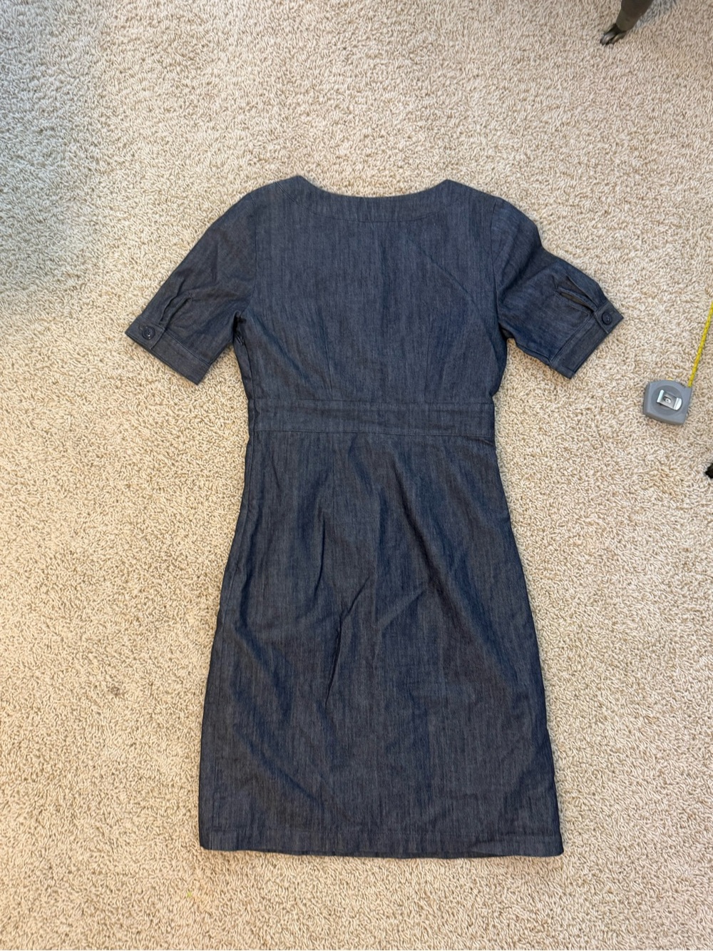 Boden Denim-Blue Short Sleeve Midi Sheath Dress size 2 - Picture 8 of 9